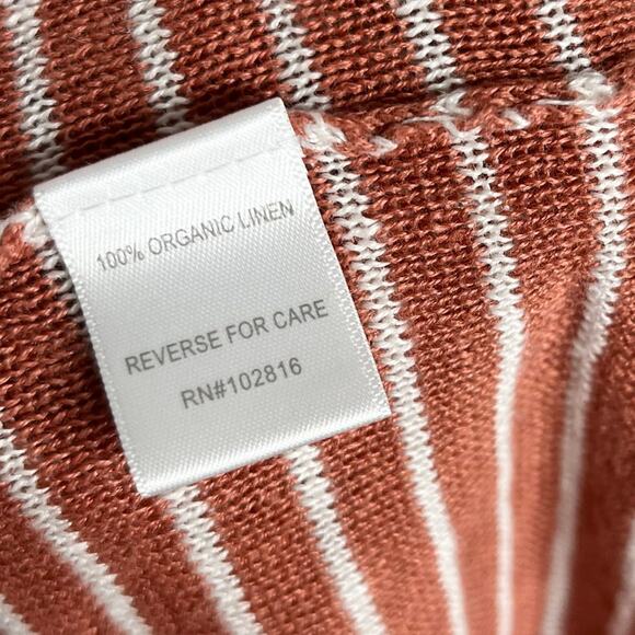 Garnet Hill Long Sleeve Organic Linen Sweater Womens XL Orange Stripe Casual - Picture 8 of 10